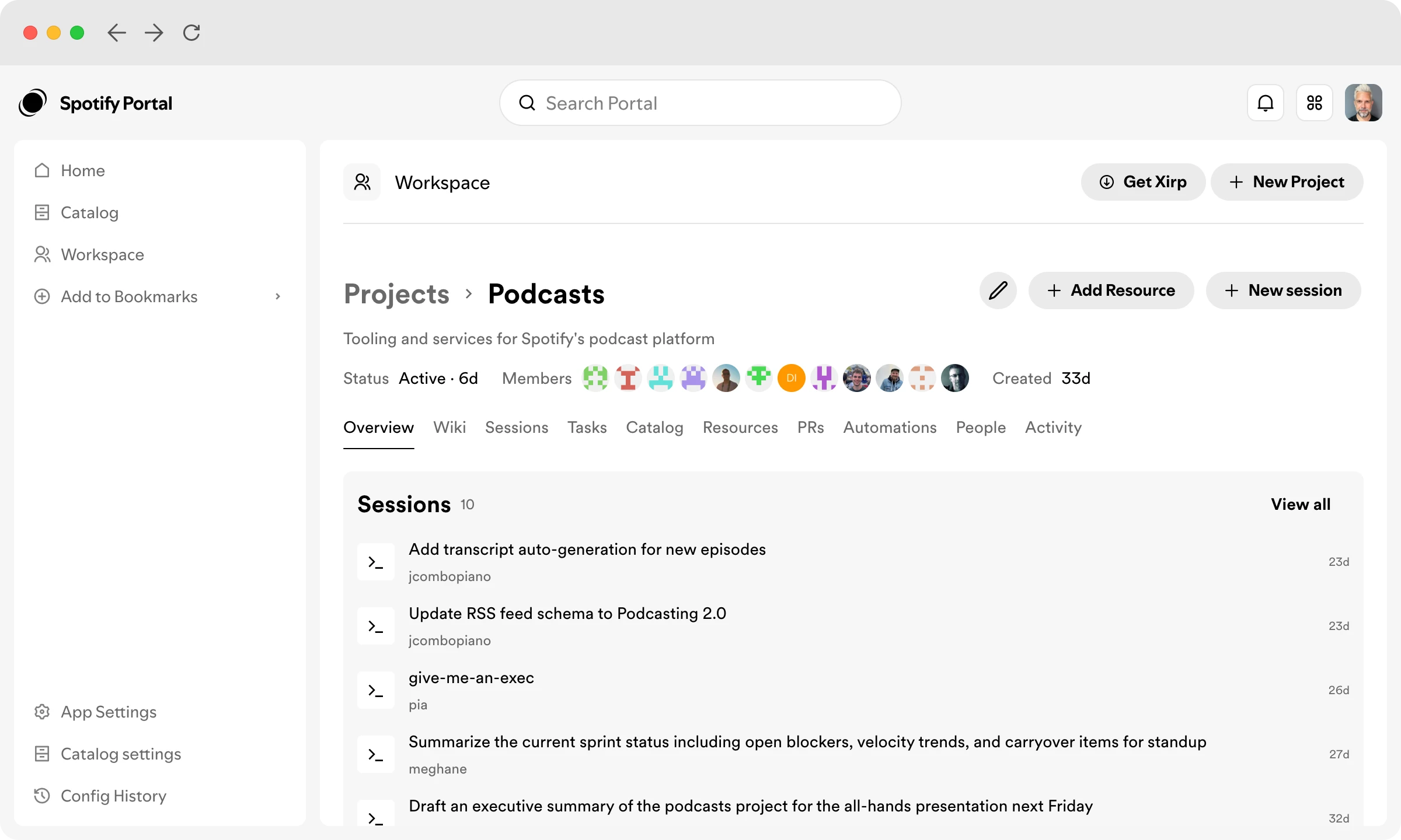 The Xirp Portal plugin: work items, sessions and docs inside Spotify Portal