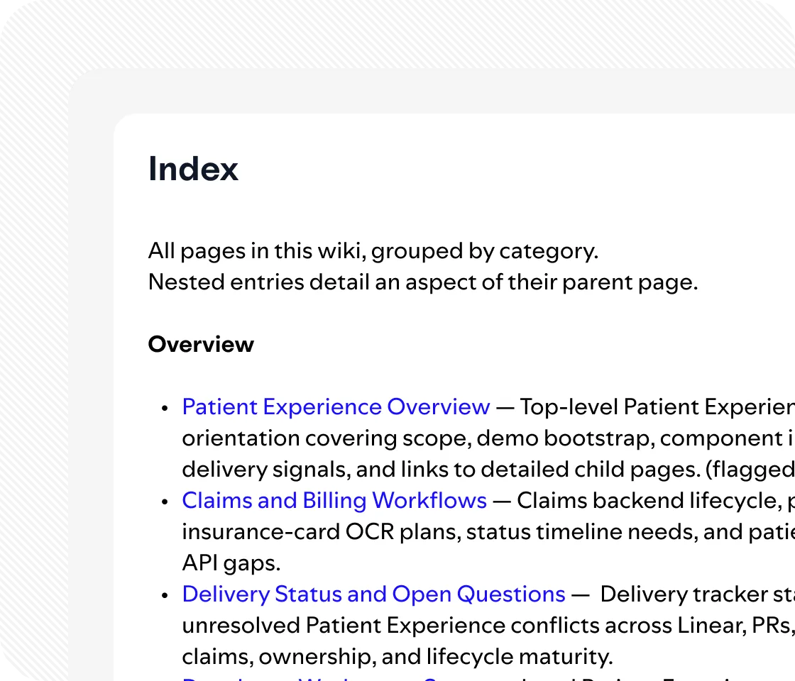 A living documentation index generated from real coding sessions